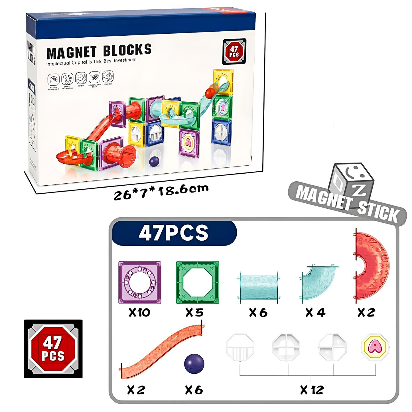 Magnetic Tile Block 47 pcs